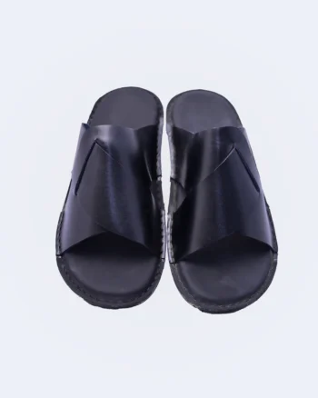 Black Leather Slippers – Pure Handmade Tradition by Shazif